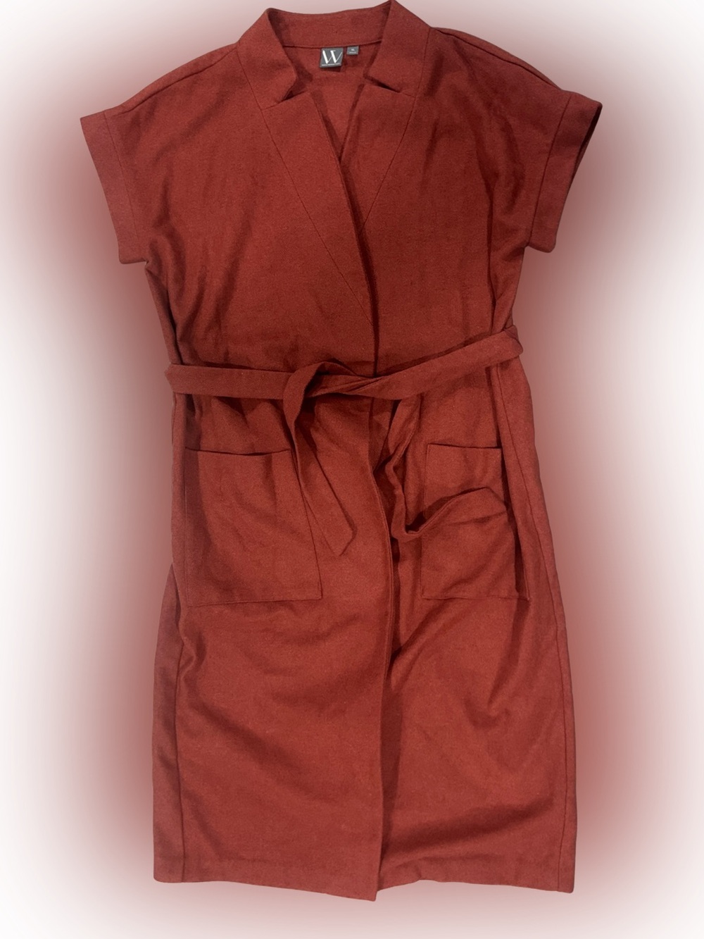 Worthington Rust Belted Wool Blend Midi Dress